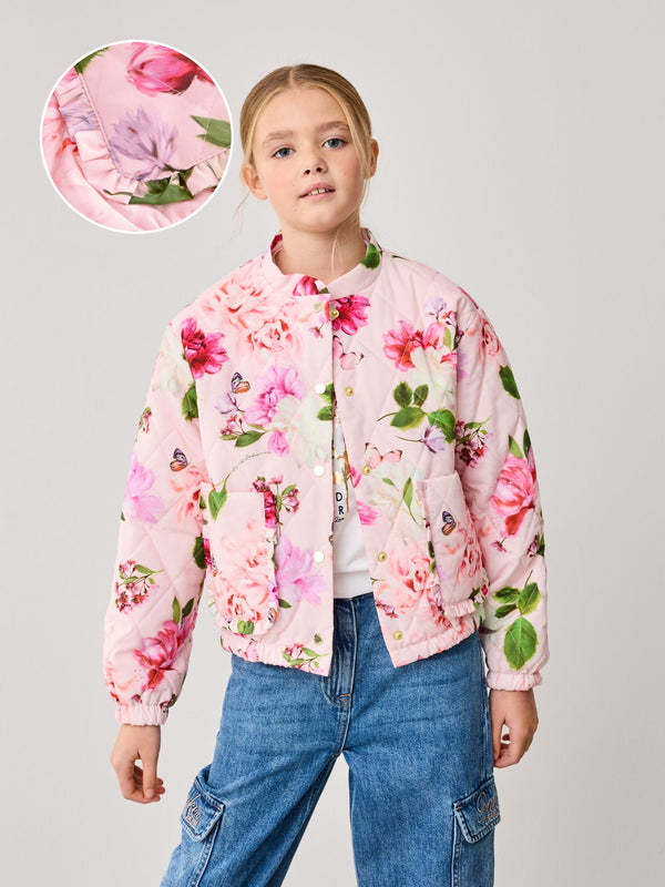 Baker by Ted Baker Pink Floral Quilted Bomber Jacket