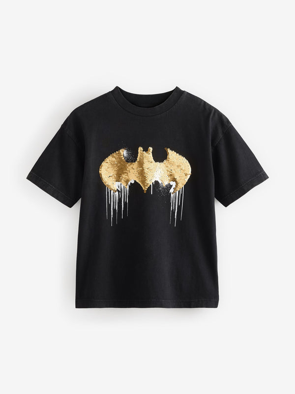 Black Flip Sequin Batman T-Shirt (3-15yrs)