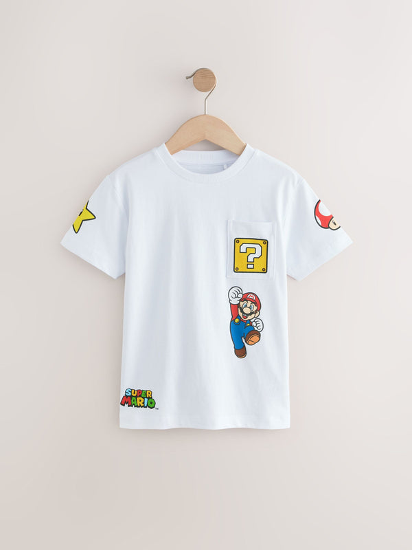 White Mario Gaming T-Shirt (3-16yrs)