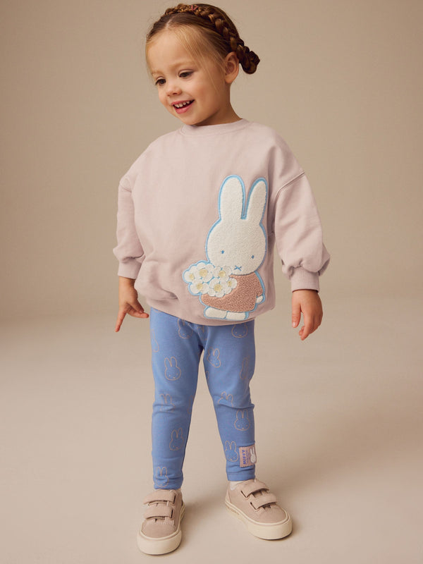 Pale Pink Miffy Long Sleeve 100% Cotton T-Shirt and Leggings Set (3mths-7yrs)