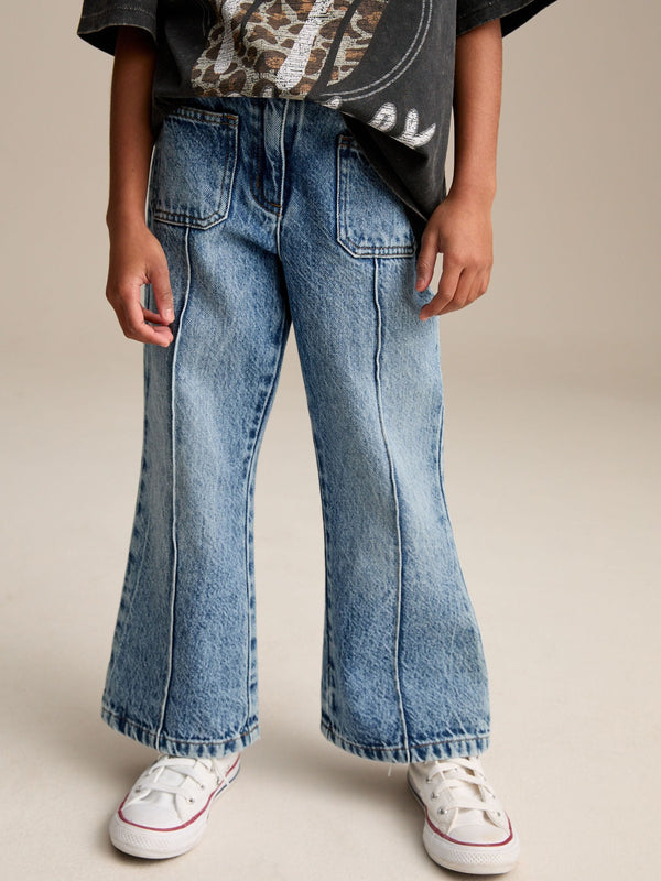 Mid Blue Denim Flare 100% Cotton Jeans (3-16yrs)