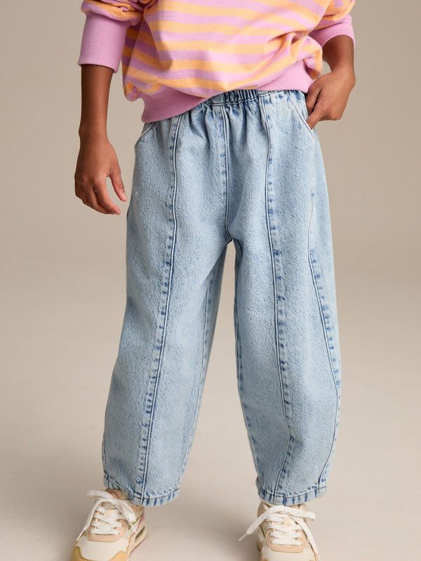 Denim Lightwash Pull On Barrel 100% Cotton Jeans (3-16yrs)
