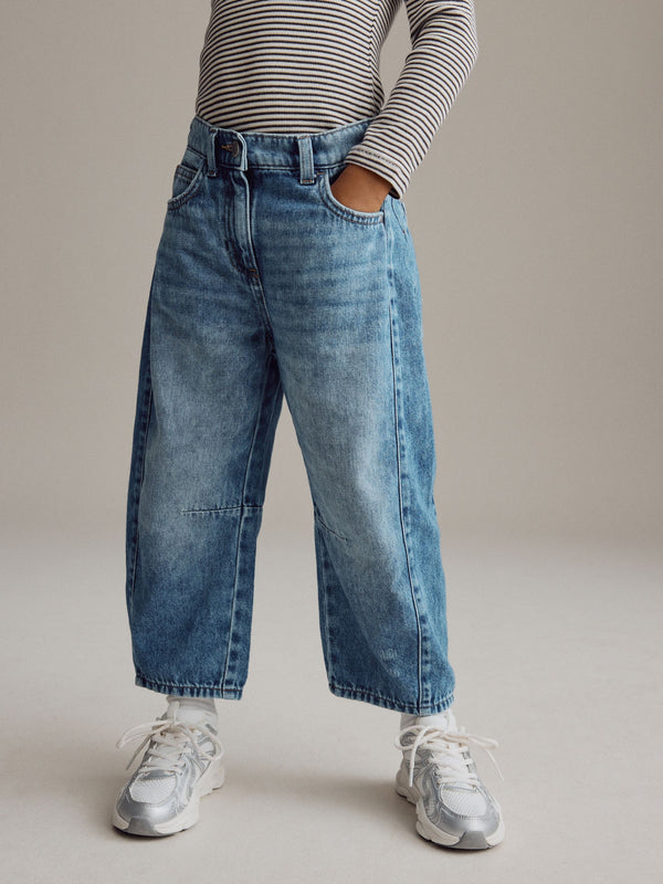 Mid Blue Denim Volume Barrel Jeans (3-16yrs)