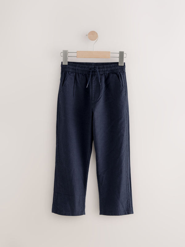 Navy Linen Blend Trousers (3-16yrs)