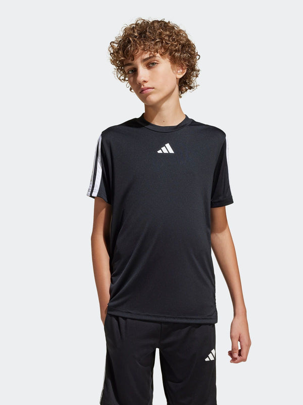 adidas Black Train Essentials 3-Stripes Kids T-Shirt