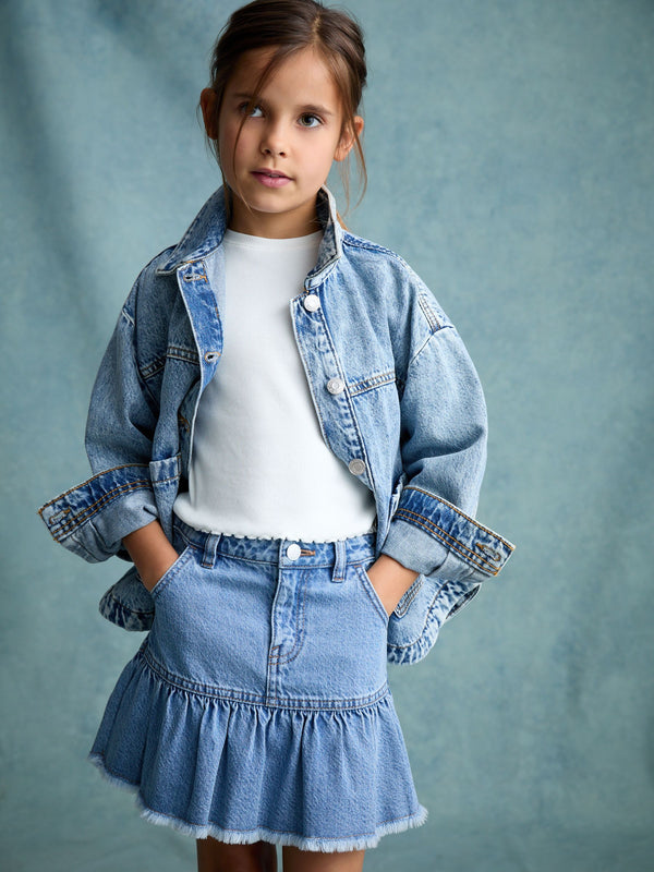 Mid Blue Cotton Skirt (3-16yrs)