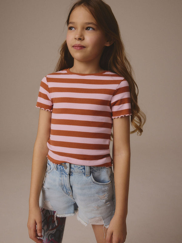 Pink/Orange Ribbed T-Shirt (3-16yrs)