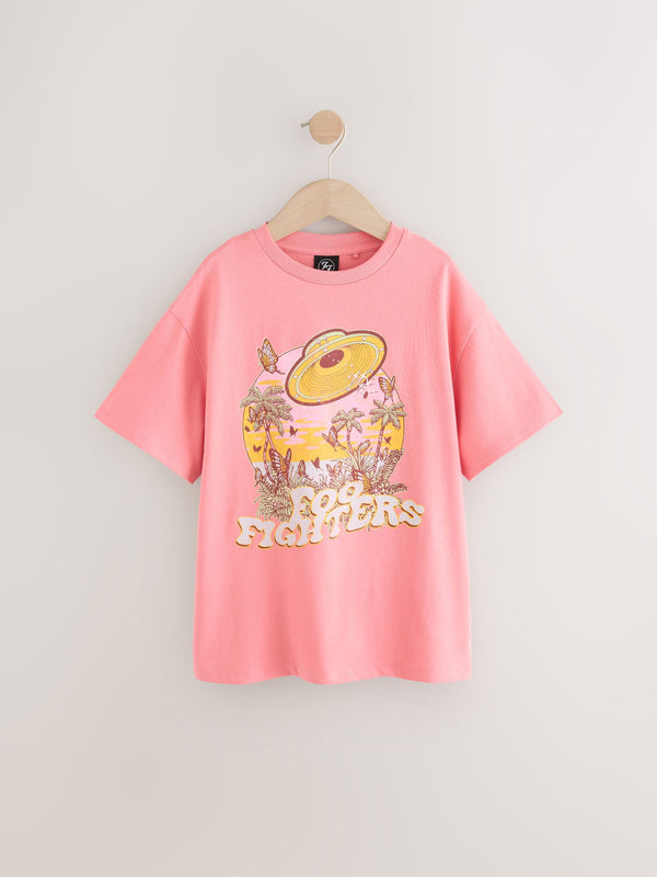 Pink Foo Fighters Oversized Band T-Shirt (3-16yrs)