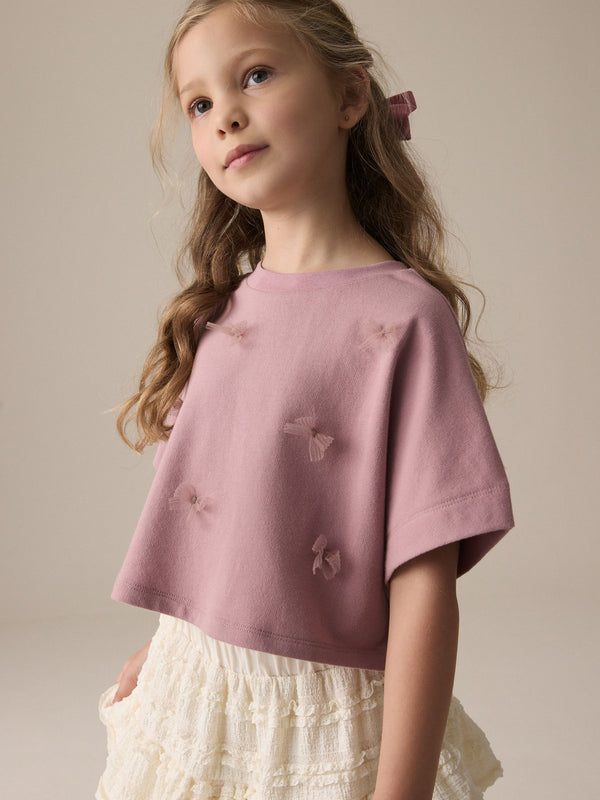 Lilac Purple Boxy Bows T-Shirt (3-16yrs)