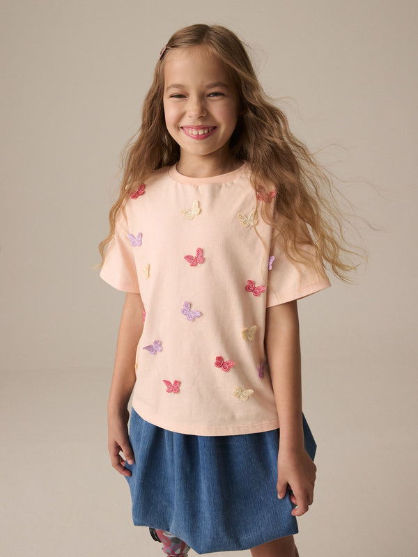 Orange Crochet Butterfly T-Shirt (3-16yrs)