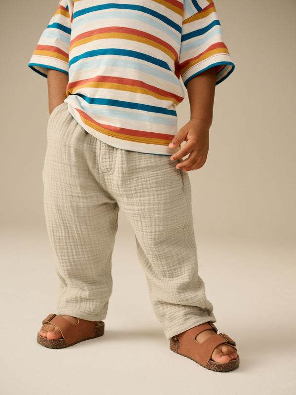 Neutral Soft Textured 100% Cotton Trousers (3mths-7yrs)