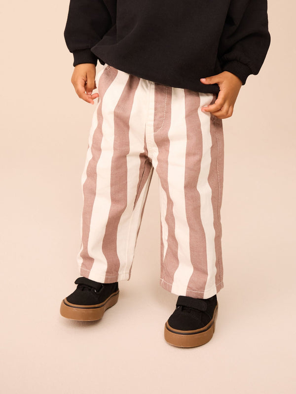 Neutral/Ecru Stripe Pull On Wide Trousers (3mths-7yrs)