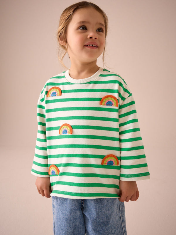 Green Long Sleeve 100% Cotton T-Shirt (3mths-7yrs)