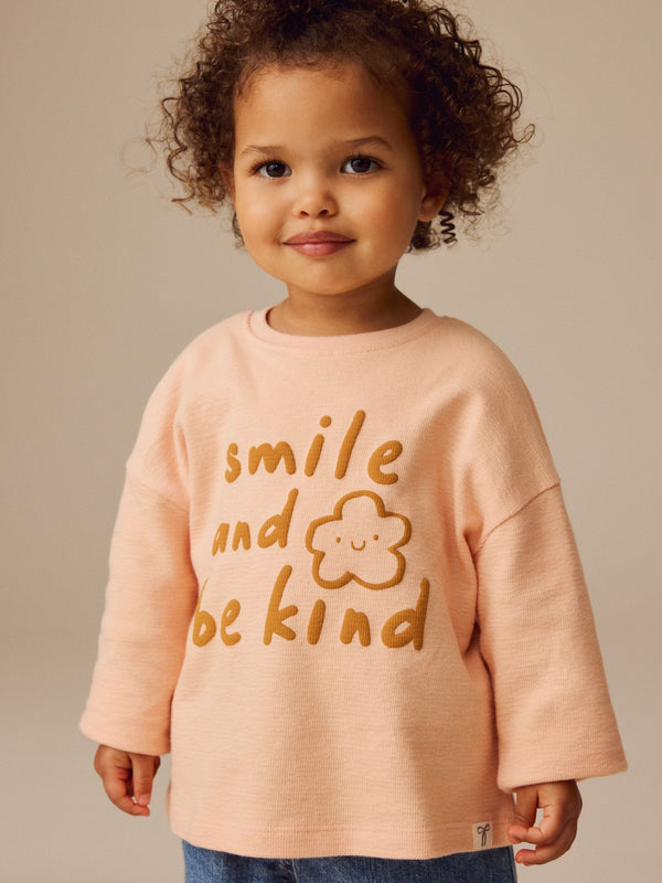 Pink Smile Long Sleeve 100% Cotton T-Shirt (3mths-7yrs)
