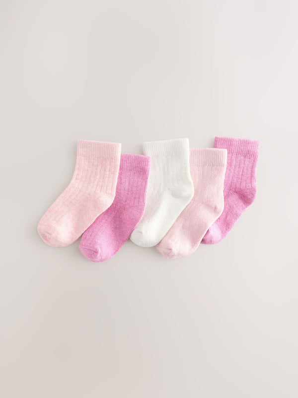 Pink Rib Baby Socks 5 Pack immediate