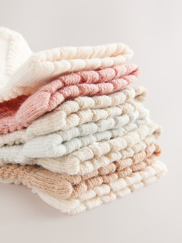 Pink Cosmetic Baby Cable Socks 7 Pack (0mths-2yrs)