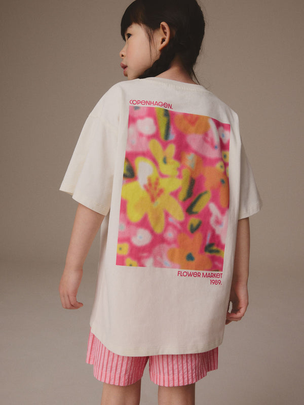 White/Pink Floral Oversized Graphic Print T-Shirt (3-16yrs)