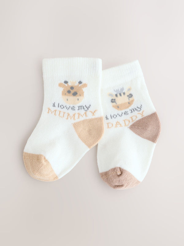 Brown/Cream Baby Socks 2 Pack (0mths-2yrs)