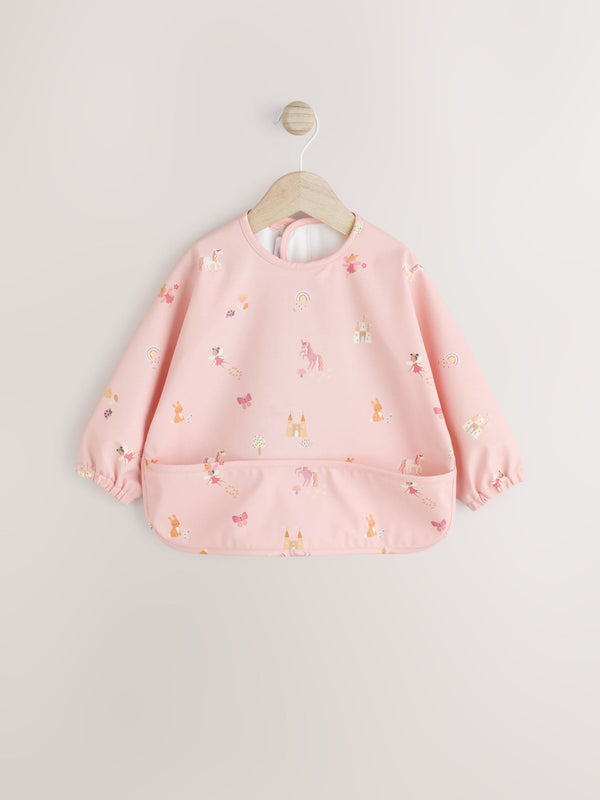 Pink Unicorn Fairies Weaning And Feeding Sleeved Bib