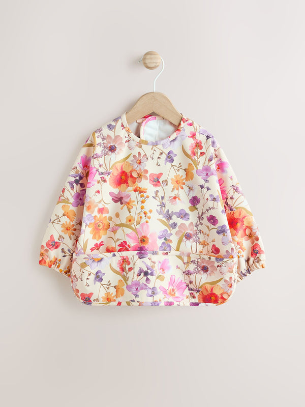 Natural Calm Floral Weaning And Feeding Sleeved Bib