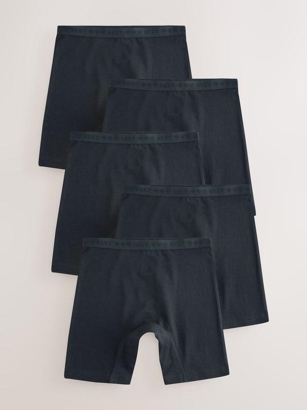Black Shorts Long Leg Briefs 5 Pack (2-16yrs)