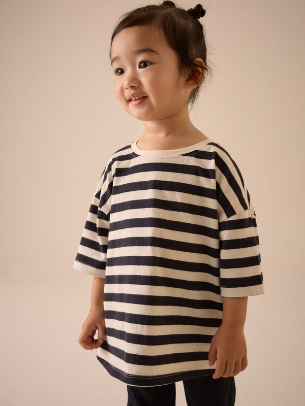 Black & White Stripe Girls Short Sleeve T-Shirt (3mths-7yrs)