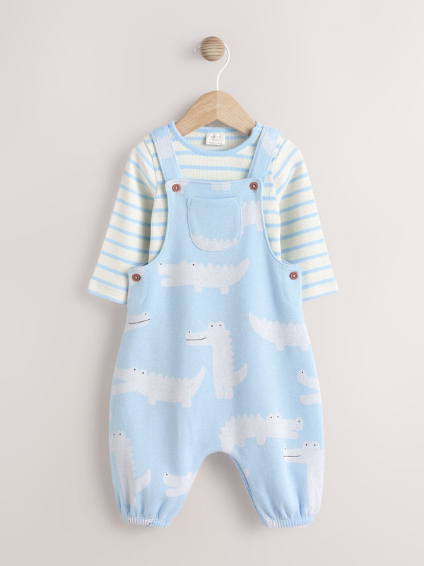 Blue Crocodile Jersey Baby Dungarees And Bodysuit Set (0mths-2yrs)