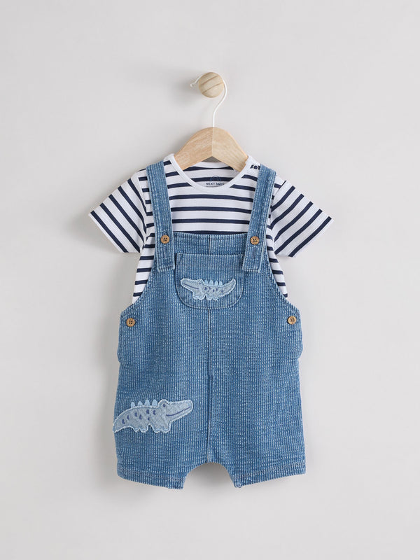 Blue Croc Baby Denim Dungaree and Bodysuit Set (0mths-2yrs)