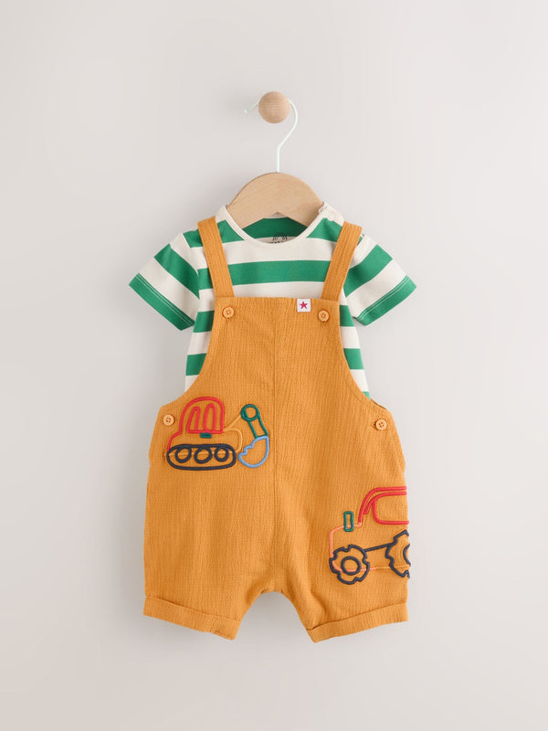 Bright Transport Baby Woven Dungaree and Bodysuit Set (0mths-2yrs)