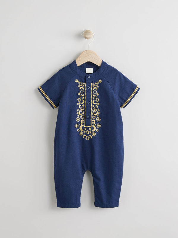Navy Baby Occasion Romper (0mths-2yrs)