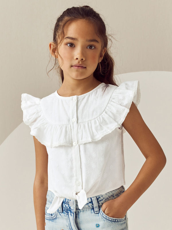 White 100% Cotton Tie Front Blouse (3-16yrs)