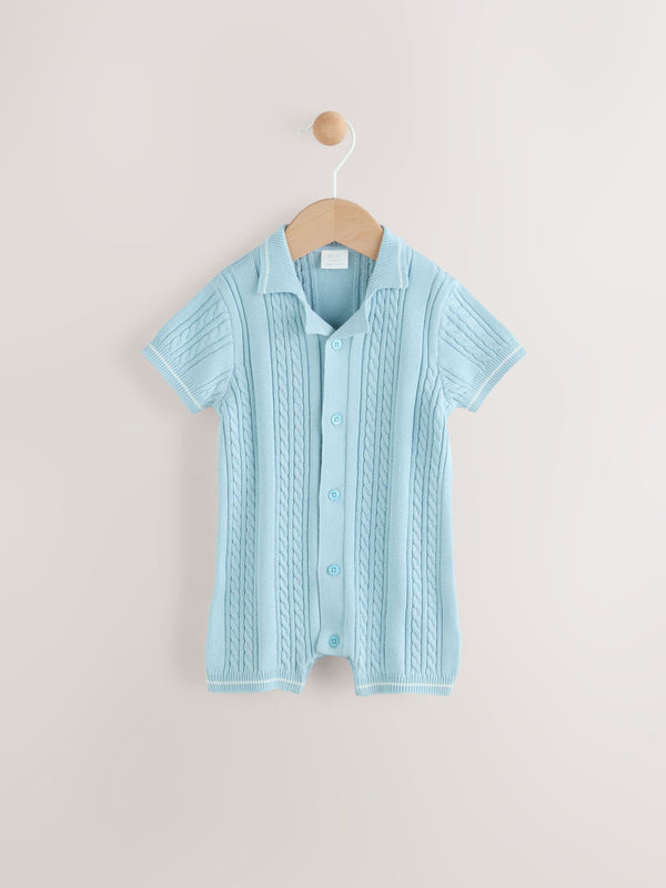 Blue Baby Knitted 100% Cotton Romper (0mths-3yrs)