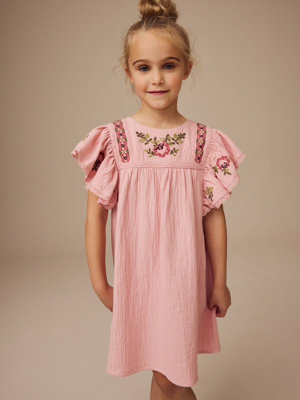 Pink Embroidered Dress (3-16yrs)
