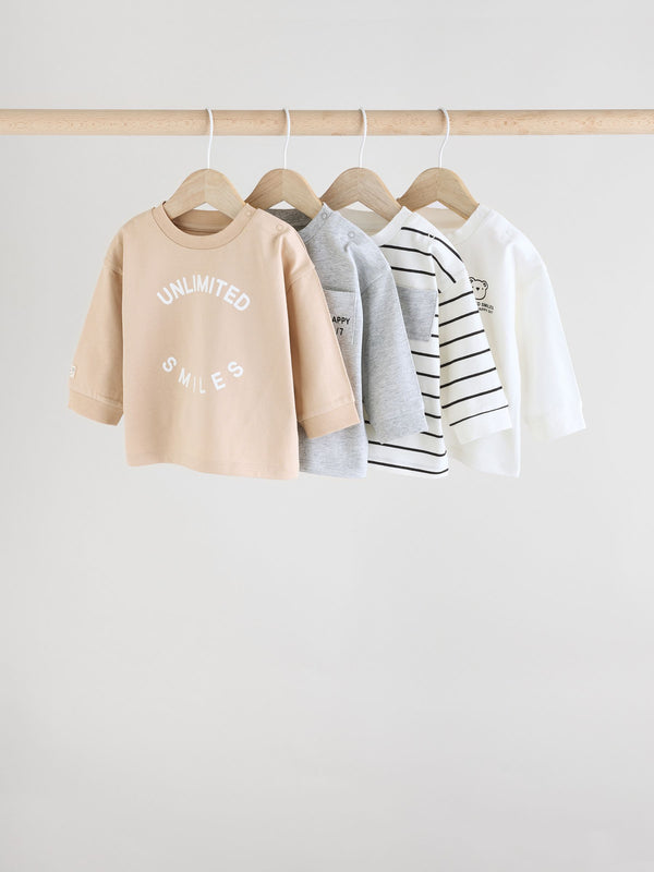 Mono/Neutral Baby Long Sleeve T-Shirts 4 Pack