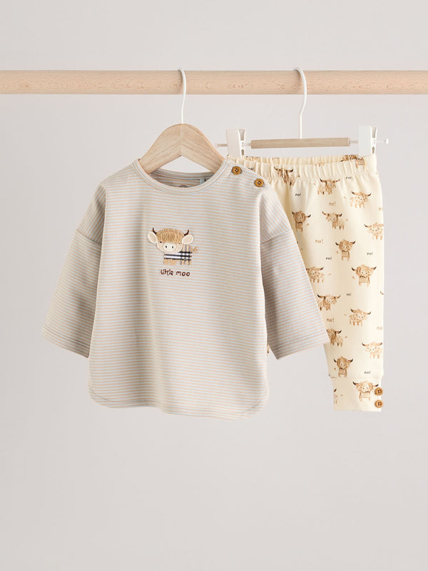 Blue/Neutral Hamish Baby Top And Leggings Set
