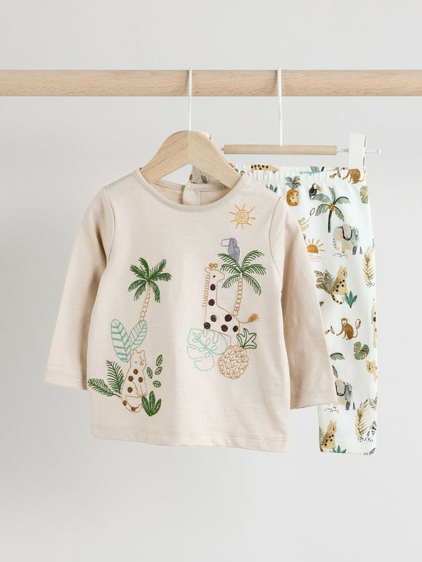 Neutral Safari Baby Top And Leggings Set