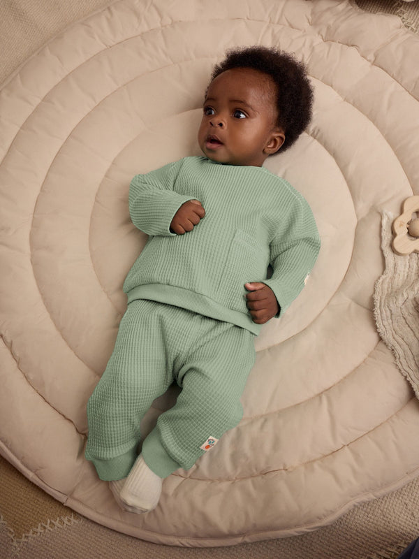 Sage Green Baby 100% Cotton Top And Leggings Set