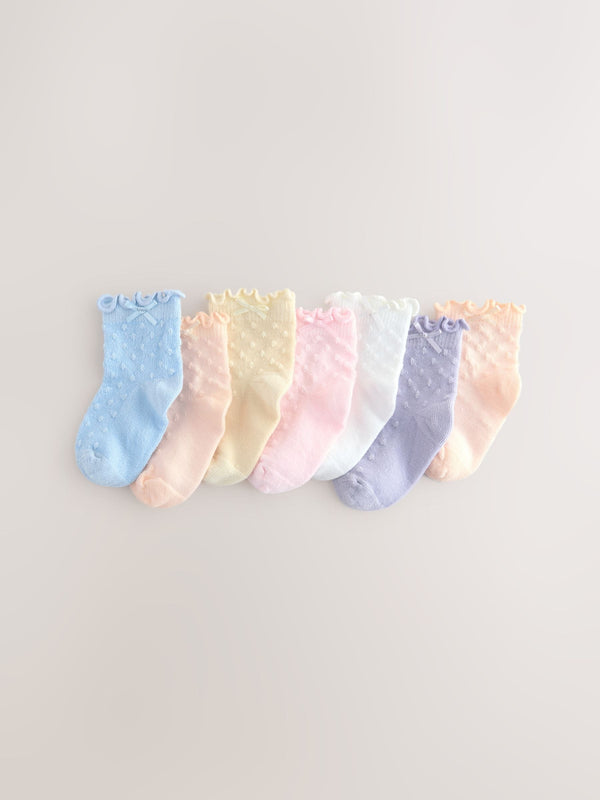 Multi Pastel Frill Baby Socks 7 Pack (0mths-2yrs)