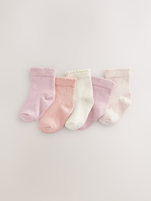 Pink Sparkle Baby Socks 5 Pack (0mths-2yrs)