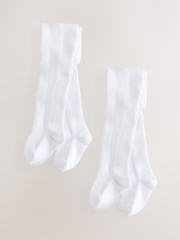 White Pelerine Baby Tights 2 Pack (0mths-2yrs)