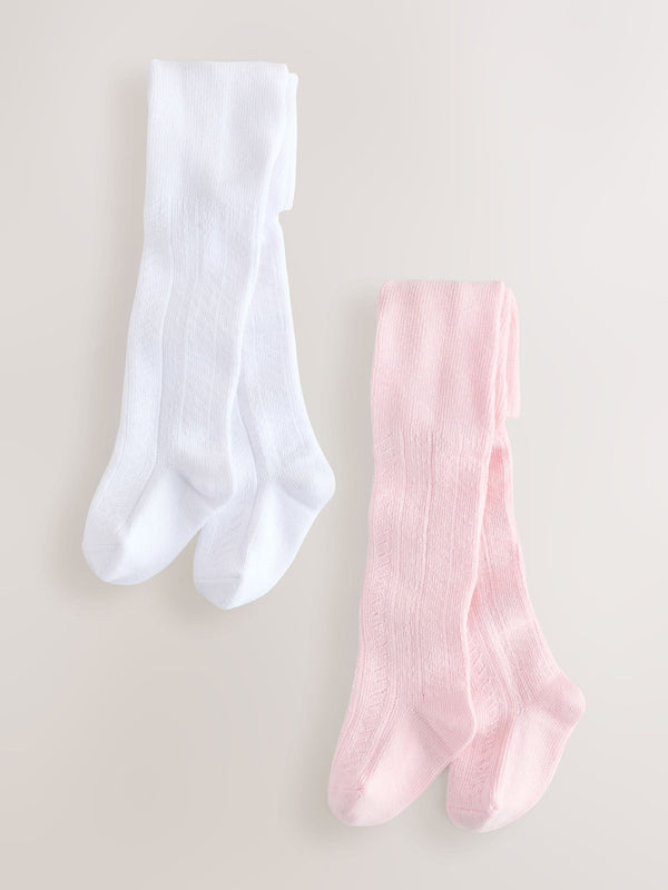 Pink/White Pelerine Baby Tights 2 Pack (0mths-2yrs)