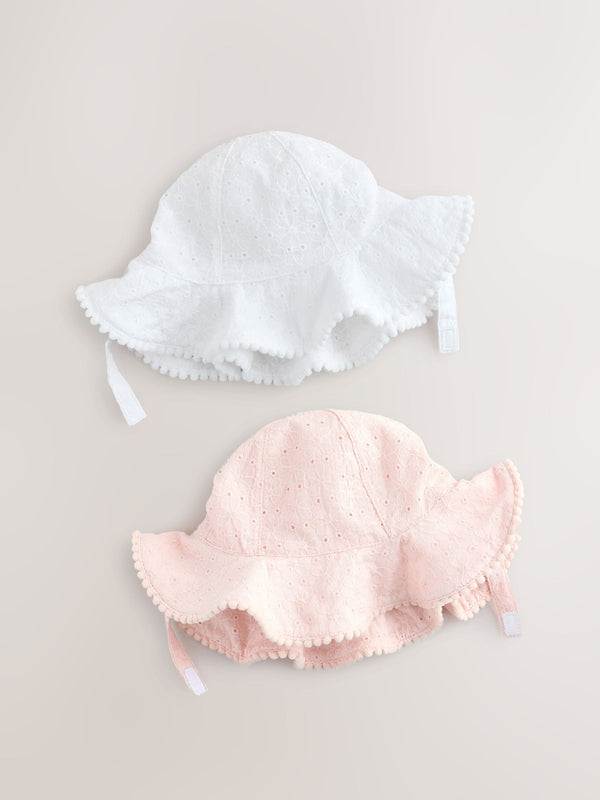 Pink/White Summer Hat 2 Pack (0mths-2yrs)