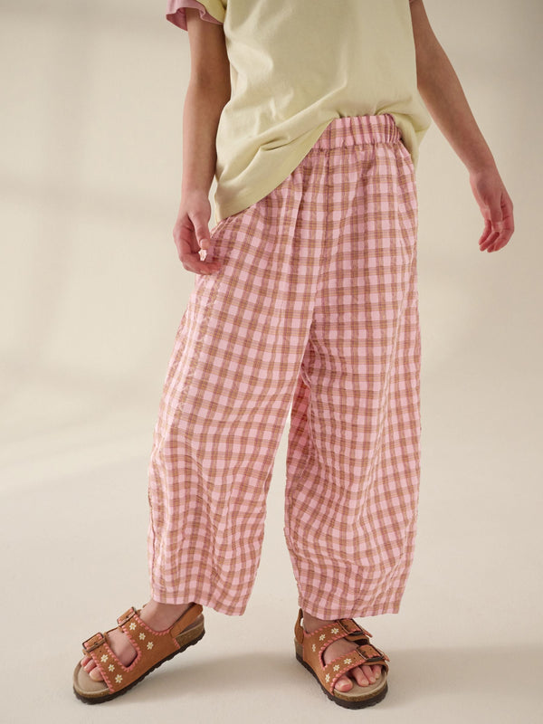 Pink Check Barrel Leg Trousers (3-16yrs)