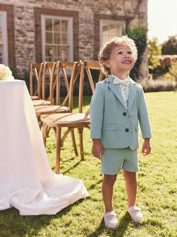 Mineral Blue Blazer Shirt Shorts and Bow Tie Set (3mths-9yrs)