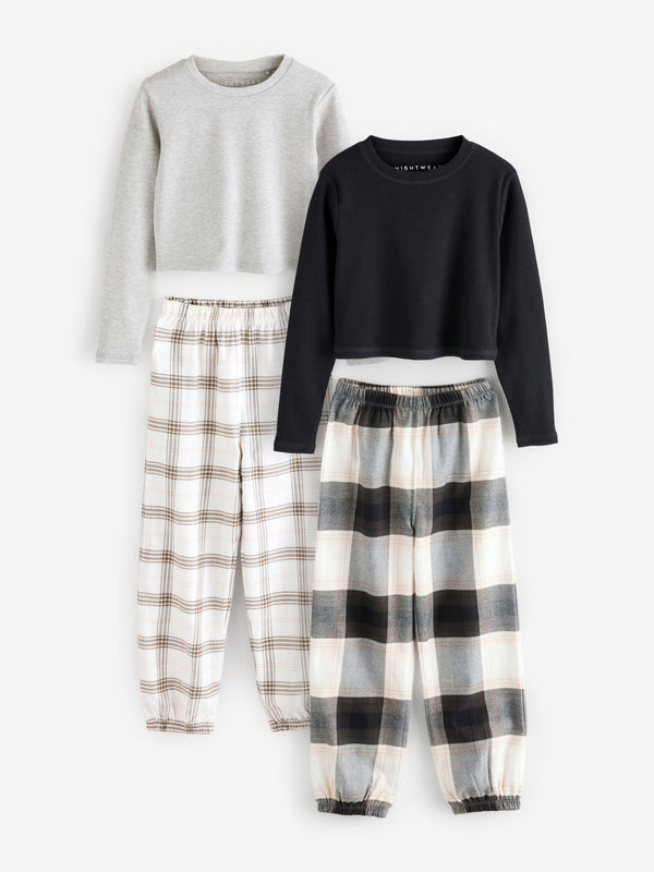 Black & White 2 Pack Check Woven Pyjamas (4-16yrs)