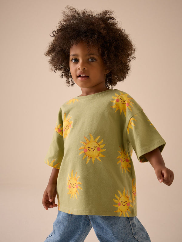 Green Sun Character Girls Short Sleeve T-Shirt (3mths-7yrs)