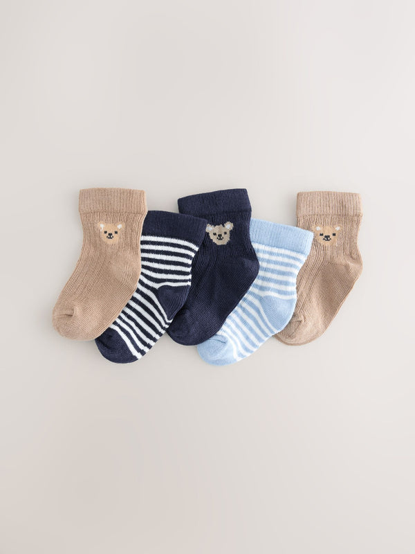Blue Bear Baby Socks 5 Pack (0mths-2yrs)