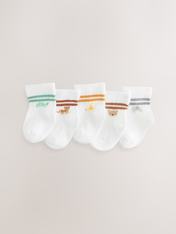 White Stripe Baby Socks 5 Pack (0mths-2yrs)