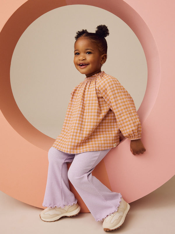 Pink Gingham Long Sleeve Top and Flare Leggings Set (3mths-7yrs)