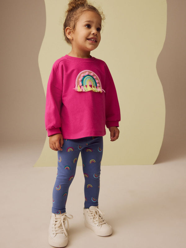 Pink Rainbow Applique Long Sleeve Top and Leggings Set (3mths-7yrs)